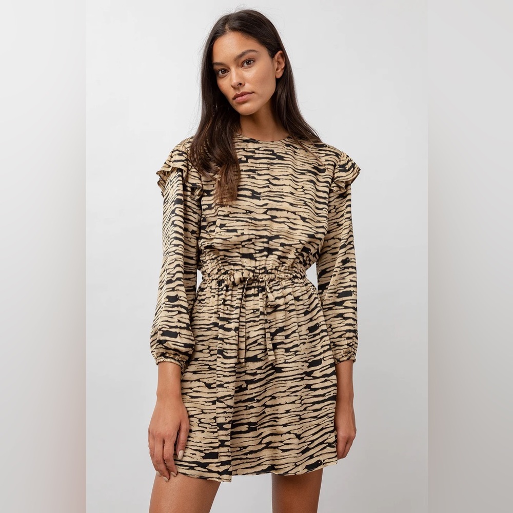 NEW Rails Ora Abstract Tiger Print Mini Dress Lightweight Ruffle Women’s Size S